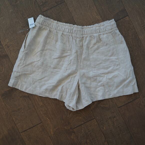 Gap Women's Linen Blend 4" Drawstring Casual Tan Shorts Size Large - Picture 3 of 7